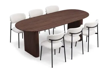 Noira Matgrupp rektangulärt 220 cm Valnöt med 6 Lucy Matstolar - Valnöt - Möbler - Bord & matgrupp - Matgrupp
