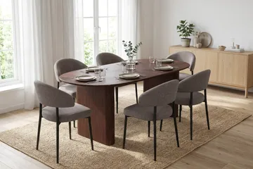 Noira Matgrupp rektangulärt 220 cm Valnöt med 6 Sawako Matstolar - Valnöt - Möbler - Bord & matgrupp - Matgrupp