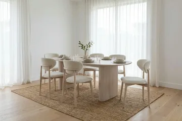 Noira Matgrupp rektangulärt 220 cm Vitlaserad med 6 Molly Matstolar - Vitlaserad - Möbler - Bord & matgrupp - Matgrupp