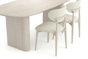 Noira Matgrupp rektangulärt 220 cm Vitlaserad med 6 Molly Matstolar - Vitlaserad - Möbler - Bord & matgrupp - Matgrupp