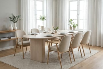 Noira Matgrupp rektangulärt 220 cm Vitlaserad med 6 Reciclar Matstolar - Vitlaserad - Möbler - Bord & matgrupp - Matgrupp
