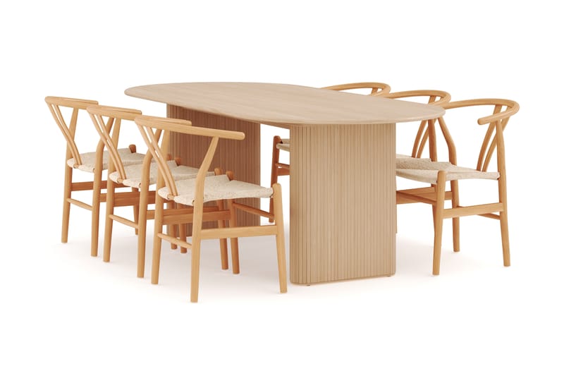 Noira Oval Matgrupp 220 cm med 6 Dastoori Matstolar - Natur - Möbler - Bord & matgrupp - Matgrupp