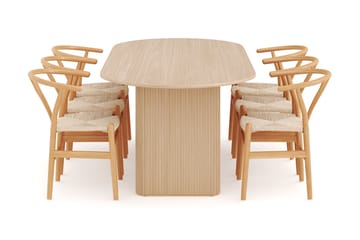 Noira Oval Matgrupp 220 cm med 6 Dastoori Matstolar - Natur - Möbler - Bord & matgrupp - Matgrupp
