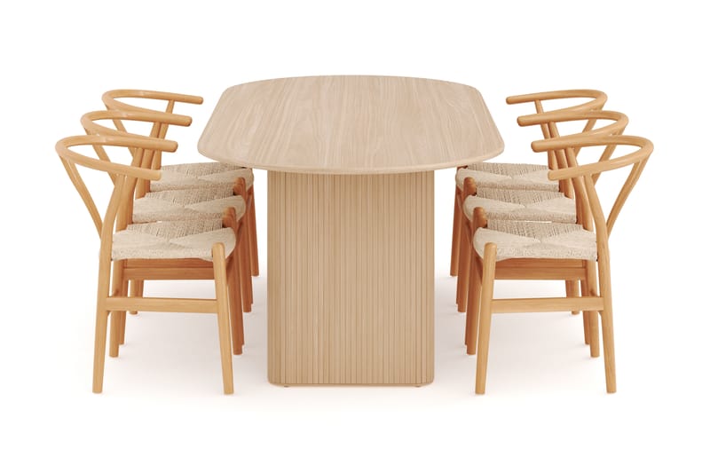 Noira Oval Matgrupp 220 cm med 6 Dastoori Matstolar - Natur - Möbler - Bord & matgrupp - Matgrupp