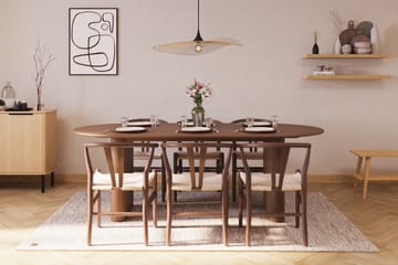 Noira Oval Matgrupp 220 cm Valnöt med 6 Dastoori Matstolar - Brun - Möbler - Bord & matgrupp - Matgrupp