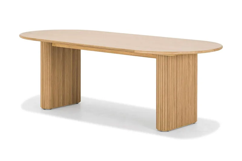 Noira Ovalt Matbord 220 cm EK +  8 st Nibe stol brun med ek ben - Natur/Brun - Möbler - Bord & matgrupp - Matgrupp