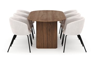 Noira Ovalt Matbord 220 cm med 6 Berit Stolar - Brun - Möbler - Bord & matgrupp - Matgrupp