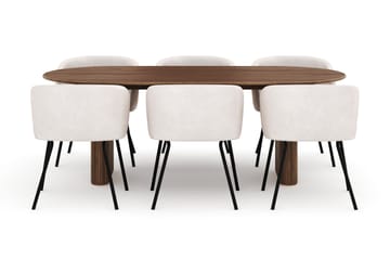 Noira Ovalt Matbord 220 cm med 6 Berit Stolar - Brun - Möbler - Bord & matgrupp - Matgrupp
