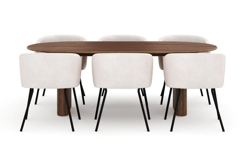 Noira Ovalt Matbord 220 cm med 6 Berit Stolar - Brun - Möbler - Bord & matgrupp - Matgrupp