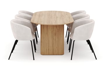 Noira Ovalt Matbord 220 cm med 6 Berit Stolar - Natur - Möbler - Bord & matgrupp - Matgrupp