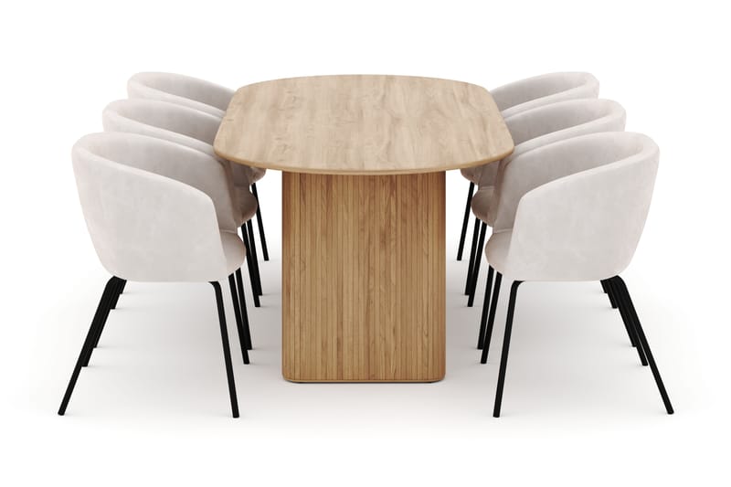 Noira Ovalt Matbord 220 cm med 6 Berit Stolar - Natur - Möbler - Bord & matgrupp - Matgrupp