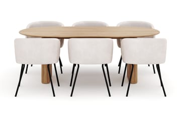 Noira Ovalt Matbord 220 cm med 6 Berit Stolar - Natur - Möbler - Bord & matgrupp - Matgrupp