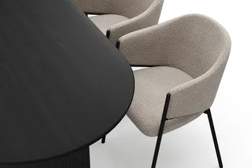 Noira Ovalt Matbord 220 cm med 6 Filip Matstolar - Svart / Taupe Bouclé - Möbler - Bord & matgrupp - Matgrupp