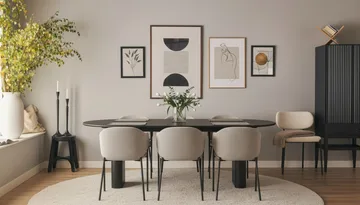 Noira Ovalt Matbord 220 cm med 6 Filip Matstolar - Svart / Taupe Bouclé - Möbler - Bord & matgrupp - Matgrupp