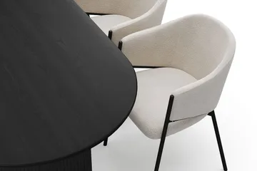 Noira Ovalt Matbord 220 cm med 6 Filip Matstolar - Svart / Vit Bouclé - Möbler - Bord & matgrupp - Matgrupp