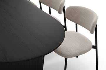 Noira Ovalt Matbord 220 cm med 6 Lucy Matstolar - Svart / Greige Bouclé / Metallben Svart - Möbler - Bord & matgrupp - Matgrupp