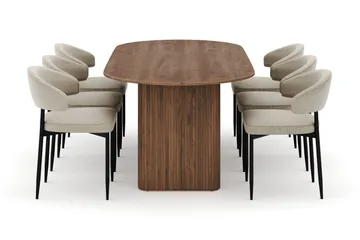 Noira Ovalt Matbord 220 cm med 6 Sawako Stolar - Brun - Möbler - Bord & matgrupp - Matgrupp