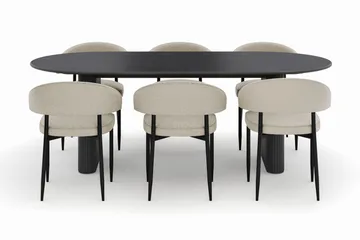 Noira Ovalt Matbord 220 cm med 6 Sawako Stolar - Svart - Möbler - Bord & matgrupp - Matgrupp