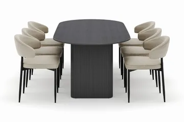 Noira Ovalt Matbord 220 cm med 6 Sawako Stolar - Svart - Möbler - Bord & matgrupp - Matgrupp