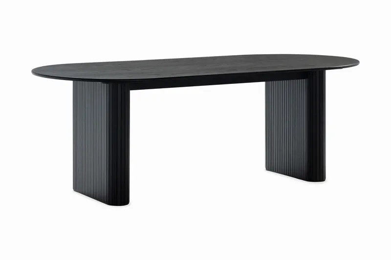Noira Ovalt Matbord 220 cm Svart +  6 st Nibe stol beige med svarta ben - Svart/Beige - Möbler - Bord & matgrupp - Matgrupp