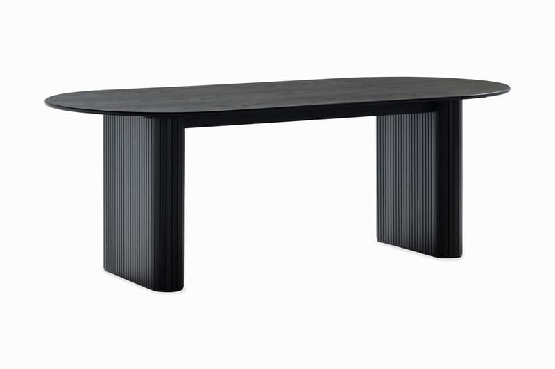 Noira Ovalt Matbord 220 cm Svart +  6 st Nibe stol svart med valnöt ben - Svart - Möbler - Bord & matgrupp - Matgrupp