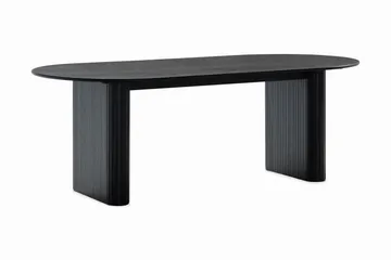 Noira Ovalt Matbord 220 cm Svart +  8 st Nibe stol grå med valnöt ben - Svart/Grå - Möbler - Bord & matgrupp - Matgrupp