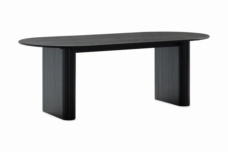 Noira Ovalt Matbord 220 cm Svart +  8 st Nibe stol svart med valnöt ben - Svart - Möbler - Bord & matgrupp - Matgrupp