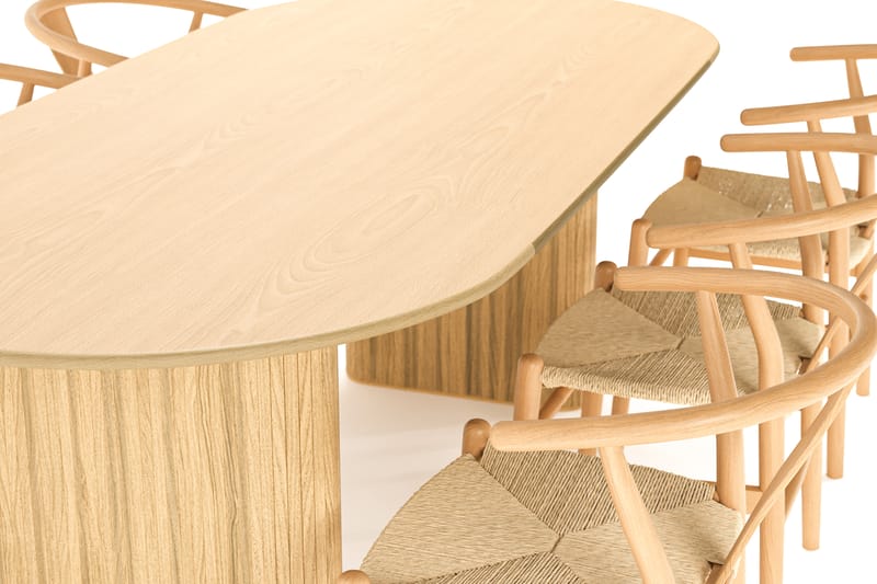 Noira Ovalt Matgrupp 220 cm med 6 Dastoori Matstol - Natur - Möbler - Bord & matgrupp - Matgrupp