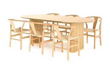 Noira Ovalt Matgrupp 220 cm med 6 Dastoori Matstol