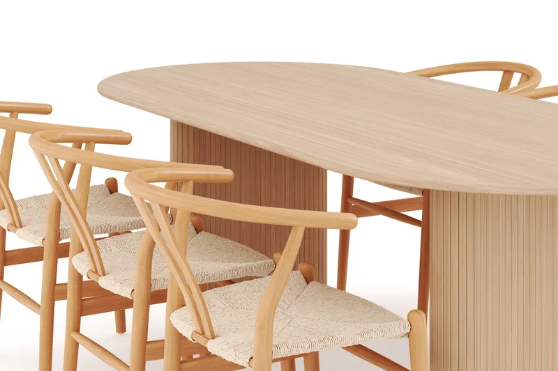 Noira Ovalt Matgrupp 220 cm med 6 Dastoori Matstolar - Natur - Möbler - Bord & matgrupp - Matgrupp