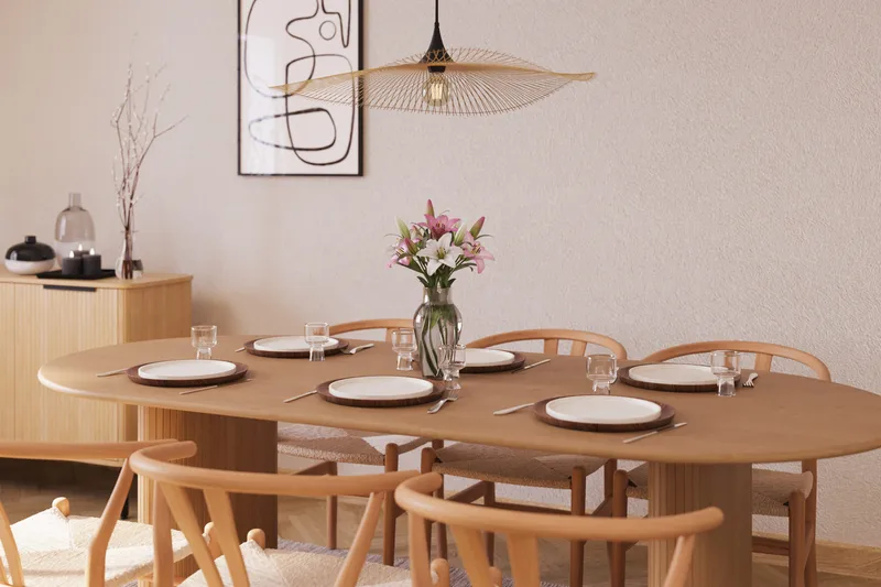 Noira Ovalt Matgrupp 220 cm med 6 Dastoori Matstolar - Natur - Möbler - Bord & matgrupp - Matgrupp