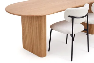 Noira Rektangulär Matgrupp 220 cm – Matbord med 6 Lucy Matstolar i Trä med Ekutseende - Natur & Vit - Möbler - Bord & matgrupp - Matgrupp