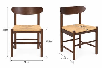 Noira Rektangulär Matgrupp 220 cm – Matbord med 6 Malte Matstolar i Trä med Valnötsutseende - Brun - Möbler - Bord & matgrupp - Matgrupp