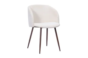 Noira Runt Litet Matbord Massiv Valnöt 120 cm med 4 Greya Matstolar med armstöd - Brun / Vit Bouclé / Metallben Valnöt - Möbler - Bord & matgrupp - Matgrupp