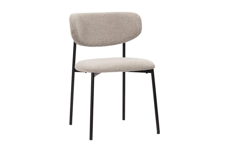 Noira Runt Litet Matbord Massiv Valnöt 120 cm med 4 Lucy Matstolar - Brun / Greige Bouclé / Metallben Svart - Möbler - Bord & matgrupp - Matgrupp