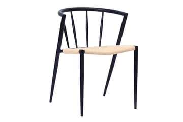 Noira Runt Litet Matbord Massiv Valnöt 120 cm med 4 Winston Matstolar - Brun / Beige / Metallben Svart - Möbler - Bord & matgrupp - Matgrupp