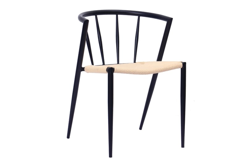 Noira Runt Litet Matbord Massiv Valnöt 120 cm med 4 Winston Matstolar - Brun / Beige / Metallben Svart - Möbler - Bord & matgrupp - Matgrupp