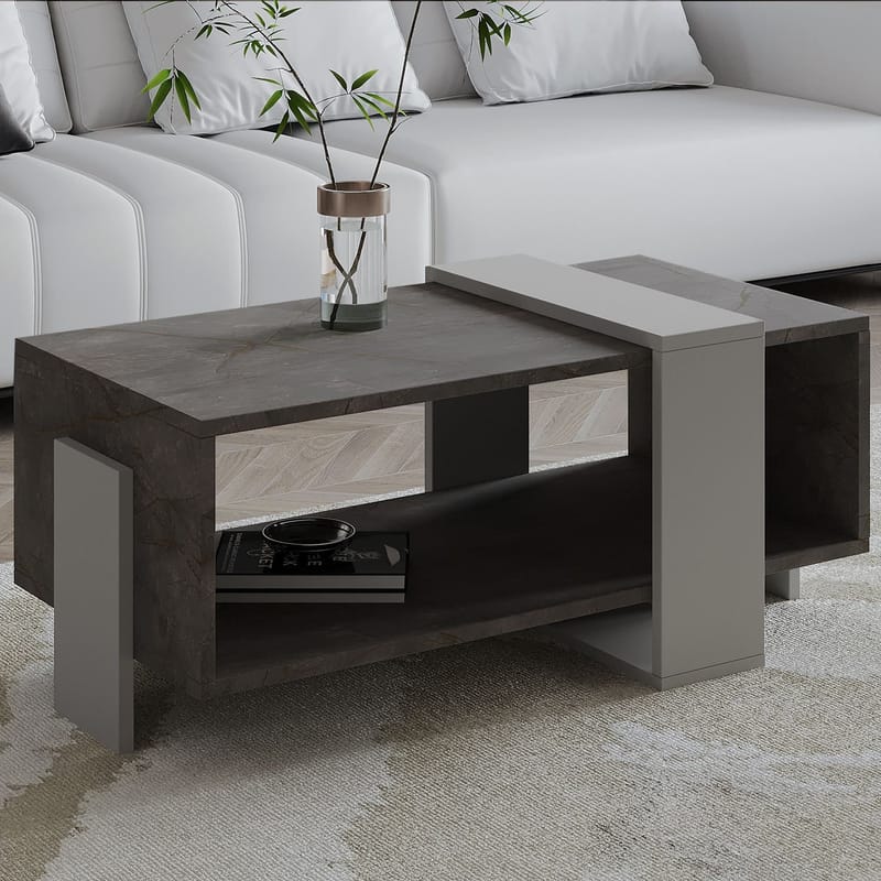 Norell Soffbord 90x40x49 cm - Gordion Marble och Grey - Möbler - Bord & matgrupp - Soffbord