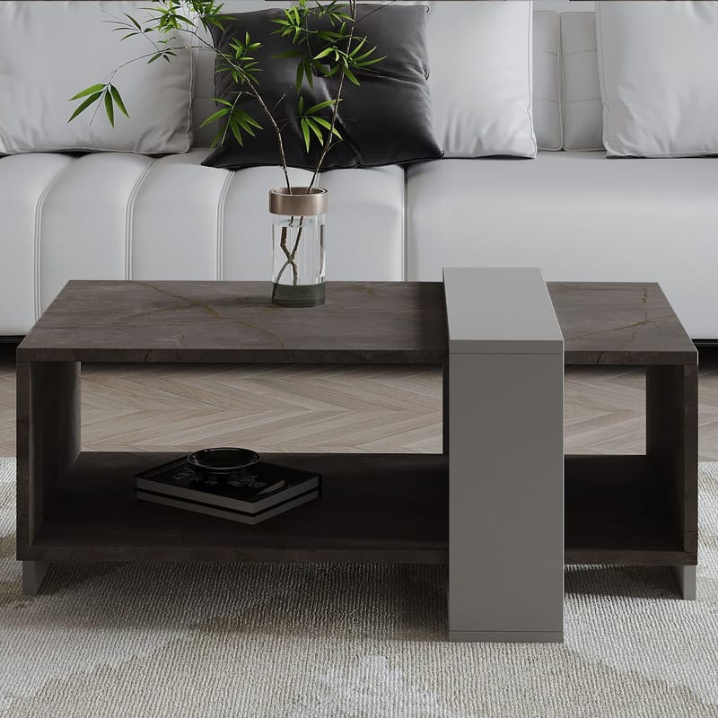 Norell Soffbord 90x40x49 cm - Gordion Marble och Grey - Möbler - Bord & matgrupp - Soffbord