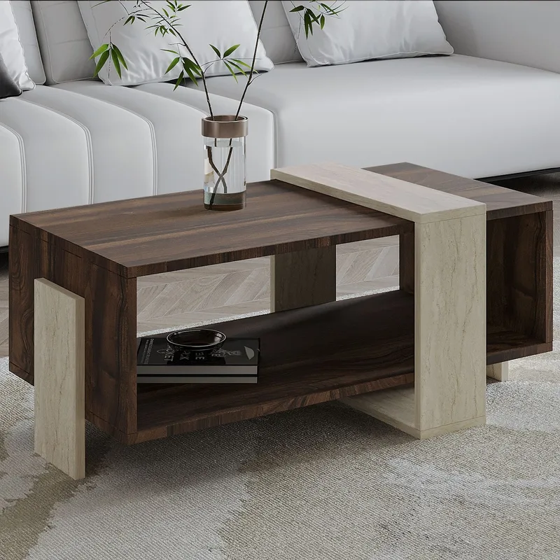 Norell Soffbord 90x40x49 cm - Travertine Walnut - Möbler - Bord & matgrupp - Soffbord