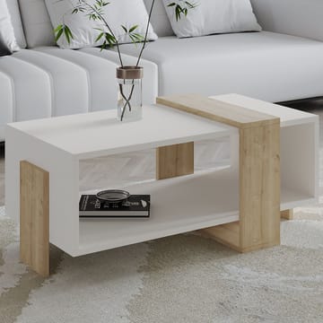 Norell Soffbord 90x40x49 cm - Vit och Sapphire Oak - Möbler - Bord & matgrupp - Soffbord