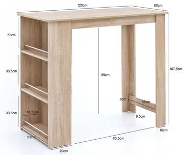 Norova Barbord 120 cm - Sonoma-ek/silver - Möbler - Bord & matgrupp - Barbord & ståbord