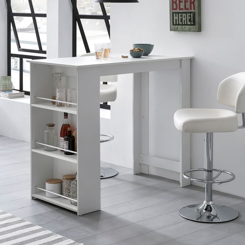 Norova Barbord 120 cm - Vit och silver - Möbler - Bord & matgrupp - Barbord & ståbord