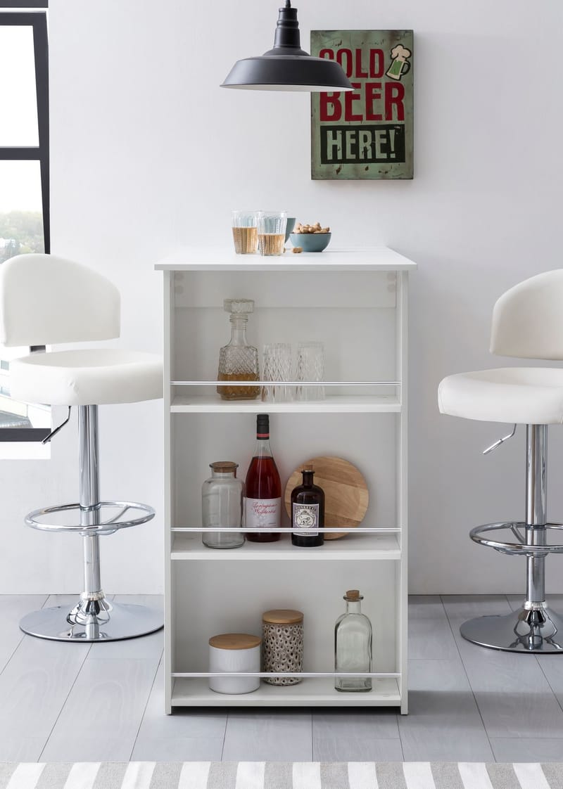 Norova Barbord 120 cm - Vit och silver - Möbler - Bord & matgrupp - Barbord & ståbord