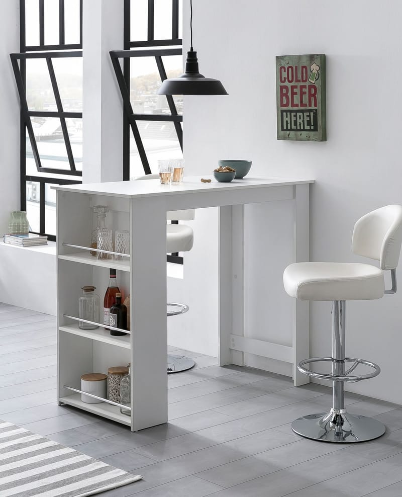 Norova Barbord 120 cm - Vit och silver - Möbler - Bord & matgrupp - Barbord & ståbord