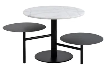 Northmere Utdragbart Runt Soffbord 60 cm i Sten med Svängbara Sidoskivor - Vit - Möbler - Bord & matgrupp - Marmorbord