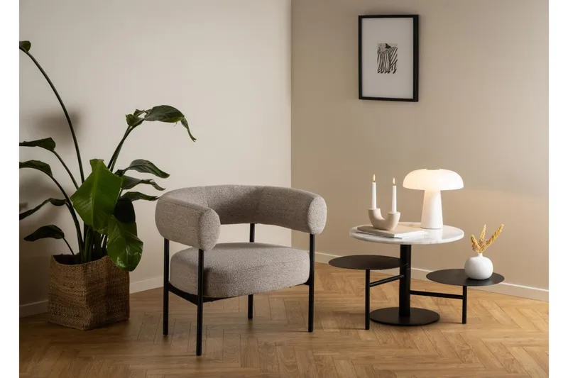 Northmere Utdragbart Runt Soffbord 60 cm i Sten med Svängbara Sidoskivor - Vit - Möbler - Bord & matgrupp - Marmorbord