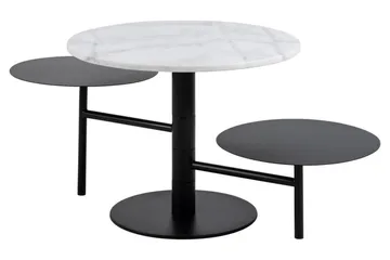 Northmere Utdragbart Runt Soffbord 60 cm i Sten med Svängbara Sidoskivor - Vit - Möbler - Bord & matgrupp - Marmorbord