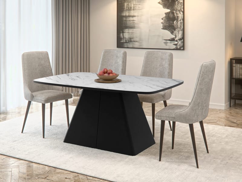 Novaj Matbord förlängningsbart 180-256 cm - Svart, vit (marmor) - Möbler - Bord & matgrupp - Matbord & köksbord