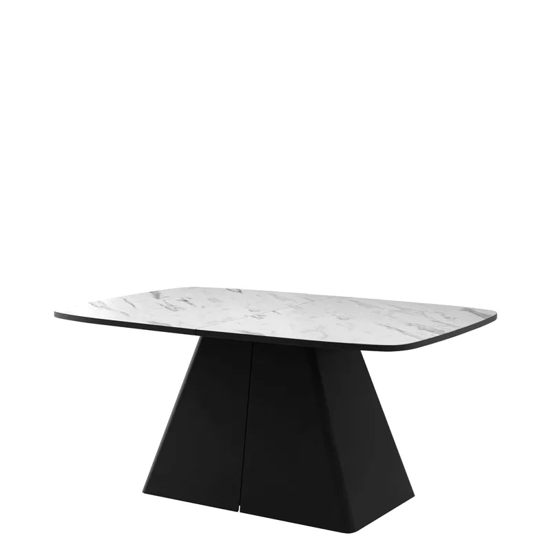 Novaj Matbord förlängningsbart 180-256 cm, Svart, vit (marmor)